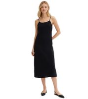 trendiges Damen Flanell Kleid verstellbares Baumwoll-Kleid mit Spaghetti-Trägern 943770 Schwarz