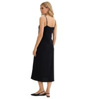trendiges Damen Flanell Kleid verstellbares Baumwoll-Kleid mit Spaghetti-Trägern 943770 Schwarz
