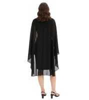 figurbetontes Damen Mini-Kleid aus fließendem Chiffon mit Zier-Brosche Abend-Kleid 960272 Schwarz
