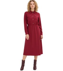 Women's Midi Dress with Shirt Collar, Evening Dress 907553 Red