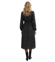 klassisches Damen Maxi-Kleid mit V-Ausschnitt Langarm-Kleid mit Punkten 943659 Schwarz