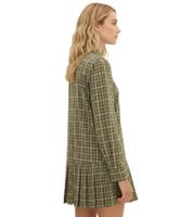 lässiges Damen Hemdblusenkleid Mini-Kleid aus Baumwoll-Mix mit Karo-Muster 956372 Grün