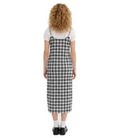 trendiges Damen Flanell Kleid verstellbares Baumwoll-Kleid mit Spaghetti-Trägern 906990 Schwarz/Weiß kariert