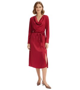 feminines Damen Midi-Kleid aus glänzendem Satin Ausgeh-Kleid 957586 Rot