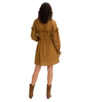 zartes Damen Tunika-Kleid aus fließender Viskose mit Rüschen und Bindeband 906791 Braun