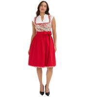 Zweiteiliges Damen Dirndl bestehend aus Oberteil und Rock Wiesn-Outfit mit Bordüre und Schürze Trachten-Kleid 970196 Rot/Weiß