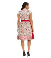 Zweiteiliges Damen Dirndl bestehend aus Oberteil und Rock Wiesn-Outfit mit Bordüre und Schürze Trachten-Kleid 970196 Rot/Weiß