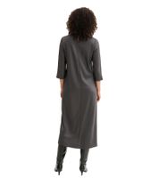 elegantes Damen Midi-Kleid aus glänzendem Satin mit Ziernaht Ausgeh-Kleid 3/4 Arm 921267 Grau