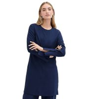 lässiges Damen Mini-Kleid tunikaartiges Sommer-Kleid mit langen Ärmeln 956346 Blau