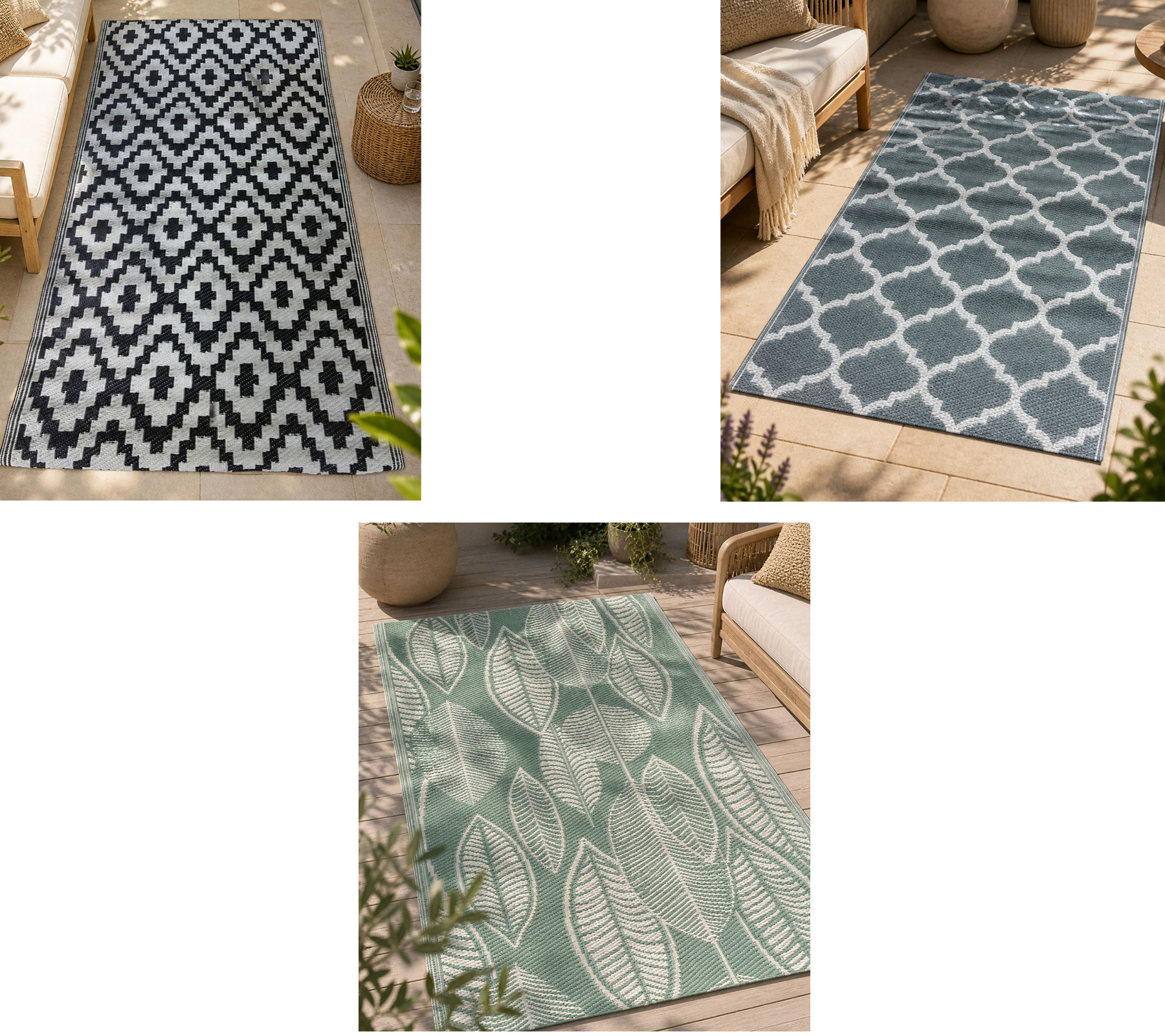 Outdoor-Teppich 90 x 150 cm in verschiedenen Designs