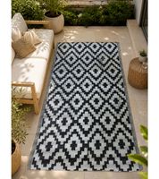 Moderner Outdoor-Teppich in verschiedenen Designs Garten-Teppich Dekoteppich ca.90 x 150cm in Weiß/Schwarz, Blau/Weiß, Grün/Weiß, Weiß/Grau oder Grau/Weiß