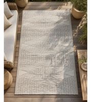 Moderner Outdoor-Teppich in verschiedenen Designs Garten-Teppich Dekoteppich ca.90 x 150cm in Weiß/Schwarz, Blau/Weiß, Grün/Weiß, Weiß/Grau oder Grau/Weiß