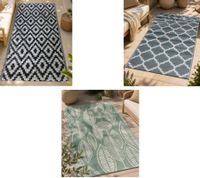 Moderner Outdoor-Teppich in verschiedenen Designs Garten-Teppich Dekoteppich ca.90 x 150cm in Weiß/Schwarz, Blau/Weiß, Grün/Weiß, Weiß/Grau oder Grau/Weiß