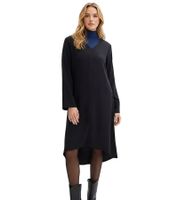 Robe asymétrique en twill noir pour femme, en lyocell doux, coupe midi, idéale pour une soirée (réf. 957960)