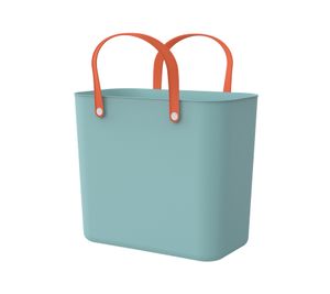 Borsa multiuso sostenibile Rotho ALBULA 25L in plastica riciclata proveniente dagli oceani, ideale per la spesa e come cestino portaoggetti (codice 7670987, azzurro/arancione)