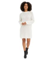 kuscheliges Damen Strick-Kleid mit Glockenärmeln Satin-Schleife und Pailletten Mini-Kleid 926762 Weiß