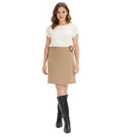 eleganter Damen Mini-Rock mit Fischgrät-Muster asymmetrischer Business-Rock Große Größen 961355 Beige