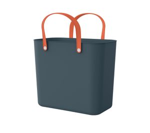 Borsa multiuso sostenibile Rotho ALBULA 25L in plastica riciclata proveniente dagli oceani, ideale per la spesa e come cestino portaoggetti codice 7670987, Blu navy/arancione