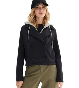  extravagante Damen Übergangs-Jacke mit abnehmbarem Kapuzen-Einsatz 969863 Schwarz/Grau