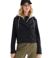  extravagante Damen Übergangs-Jacke mit abnehmbarem Kapuzen-Einsatz 969863 Schwarz/Grau
