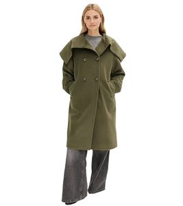 pflegeleichter Damen Mantel in Wolloptik Oversized Übergangs-Jacke 952474 Grün