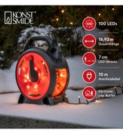 Guirlande lumineuse d'extérieur Konstsmide, sur enrouleur de câble, 7 mètres, 100 LED, Ambre, étanche IP44, Noir/Rouge