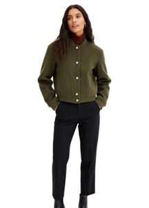 pflegeleichter Damen Blouson in Wolloptik Übergangs-Jacke mit Zierknöpfen Große Größen 973668 Grün