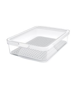 Rotho CAUMA Organizer per frigorifero, contenitore impilabile per alimenti da 2,6 litri con coperchio, 7623087 Trasparente/Bianco