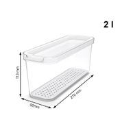 Rotho CAUMA Kühlschrankorganizer 2 Liter Stapelbare Frischebox mit Deckel 9022885Transparent/Weiß