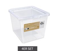 4er Set plast team Aufbewahrungsbox je 3,5 Liter Fassungsvermögen Stapelbare Vorratsboxen mit Deckel 8042228 Transparent/Weiß