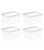 Set of 4 plast team Storage Boxes, 3.5 Liters, Stackable Storage Containers with Lids, 8042228, Transparent/White