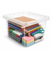 Set of 2 plast team Storage Boxes, 9 Liters, Stackable Storage Boxes with Lids 8031230 Transparent/White