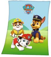 Nickelodeon PAW PATROL Kids' Blanket – Soft Throw with Logo, Lettering, and Characters – 130x160 cm – Blue