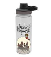 Harry Potter Trinkflasche „Back to Hogwarts“ oder „Hogwarts Express“ 700 ml mit Schraubdeckel im magischen Design Transparent/Schwarz/Grau oder Transparent/Rosa