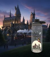 Harry Potter Trinkflasche „Back to Hogwarts“ oder „Hogwarts Express“ 700 ml mit Schraubdeckel im magischen Design Transparent/Schwarz/Grau oder Transparent/Rosa