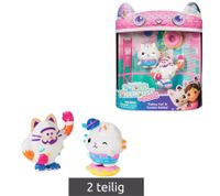2-Piece GABBY'S DOLLHOUSE Toy Set: Cakey Cat and Cookie Bobby Figures with Accessories – Pink/Turquoise/Multicolor
