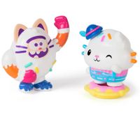 2-Piece GABBY'S DOLLHOUSE Toy Set: Cakey Cat and Cookie Bobby Figures with Accessories – Pink/Turquoise/Multicolor