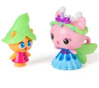 2-Piece GABBY'S DOLLHOUSE Toy Set: Queen Kitty Fairy and Kitty Gnome Figures with Accessories – Pink/Turquoise/Multicolor