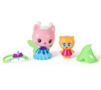 2-Piece GABBY'S DOLLHOUSE Toy Set: Queen Kitty Fairy and Kitty Gnome Figures with Accessories – Pink/Turquoise/Multicolor
