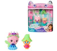 2-Piece GABBY'S DOLLHOUSE Toy Set: Queen Kitty Fairy and Kitty Gnome Figures with Accessories – Pink/Turquoise/Multicolor