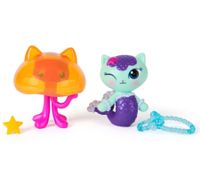 2-Piece GABBY'S DOLLHOUSE Toy Set: MerCat and Kitty Jellyfish Figures with Accessories – Pink/Turquoise/Multicolor
