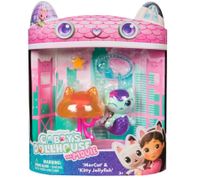 2-Piece GABBY'S DOLLHOUSE Toy Set: MerCat and Kitty Jellyfish Figures with Accessories – Pink/Turquoise/Multicolor