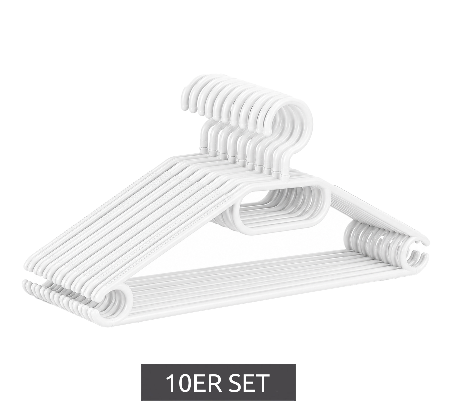 10er Set Haushalt International Kleider-Bügel mit rutschfester Oberfläche Garderoben-Bügel 8744838 Weiß