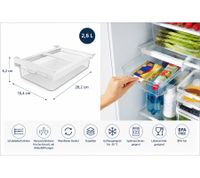 Rotho CAUMA Refrigerator Organizer Drawer 2.6L Fridge Box / Freshness Container 9556204 Transparent/White