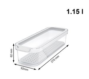 Rotho CAUMA Kühlschrankorganizer 1,15 Liter Stapelbare Frischebox mit Deckel 9117980 Transparent/Weiß