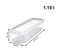 Rotho CAUMA Kühlschrankorganizer 1,15 Liter Stapelbare Frischebox mit Deckel 9117980 Transparent/Weiß