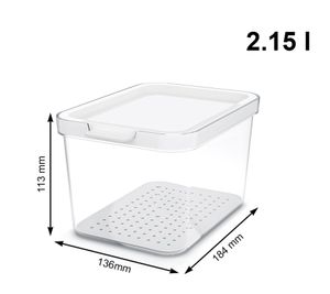 Rotho CAUMA Kühlschrankorganizer 2,15 Liter Stapelbare Frischebox mit Deckel 9023389 Transparent/Weiß