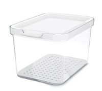 Rotho CAUMA Kühlschrankorganizer 2,15 Liter Stapelbare Frischebox mit Deckel 9023389 Transparent/Weiß