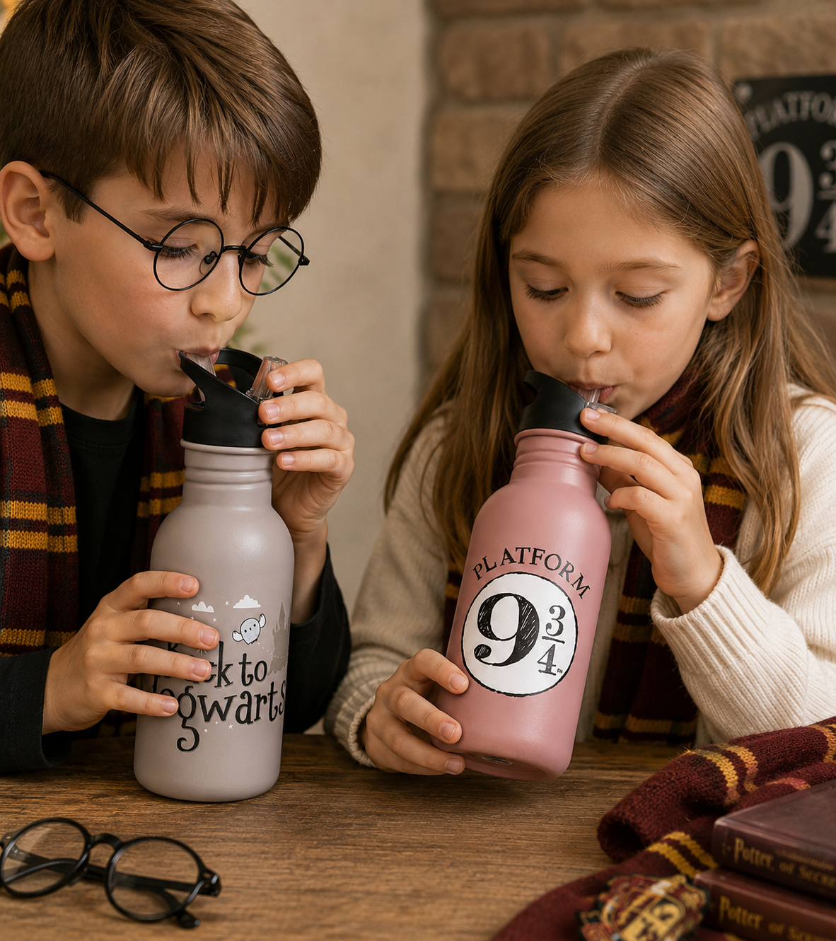 Harry Potter Trinkflasche „Hogwarts Express“ oder „Back to Hogwarts“ 500 ml Edelstahl Trinkflasche im magischen Design Rosa oder Grau