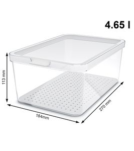 Organisateur de réfrigérateur Rotho CAUMA 4,65 litres, boîte fraîcheur empilable avec couvercle 9554603 Transparent/Blanc